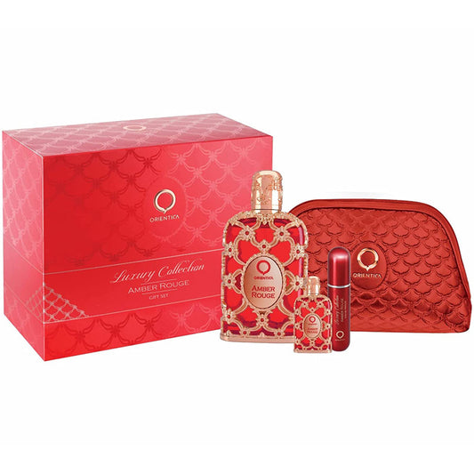 Kit Orientica Amber Rouge EDP (80ml) + Travel Spray + Atomiser + Nécessaire